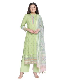 Shingora - Green Printed Suit Co-Ord (Set of 3)