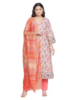 Shingora - Dark Beige Printed Design Cotton Suit Co-Ord (Set of 3)