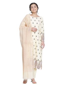 Shingora - Dark Beige Printed Design Suit Co-Ord (Set of 3)