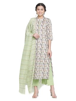 Shingora - Green Printed Design Suit Co-Ord (Set of 3)