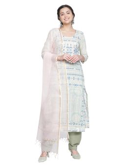 Shingora - Sky Blue Printed Design Suit Co-Ord (Set of 3)