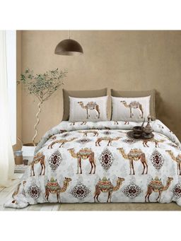 Sparsh - Blue Rang Mahal Printed Bedsheet with 2 Pillow Covers (King)