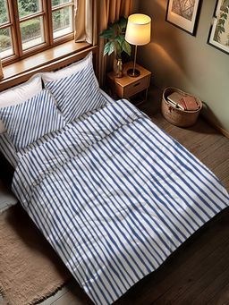 Threadwear - Blue & White Bedsheet & Comforter with 2 Pillow Covers (Super King)