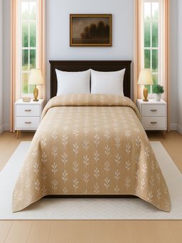 Threadwear - Beige Floral 300 Gsm Cotton Bed Comforter (Double)