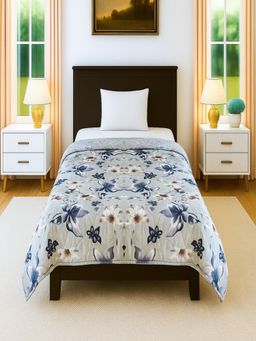 Threadwear - Green Floral 300 Gsm Cotton Bed Comforter (Single)