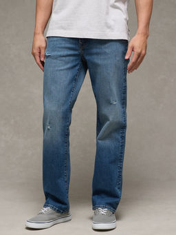 American Eagle - Men Blue AirFlex+ Ripped Original Bootcut Jeans