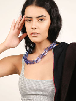 Odette - Blue Solid Plain Acrylic & Resin Necklaces