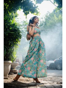 ODHANON - Green Floral Crop Top for Women