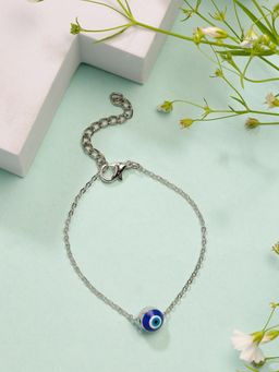 NVR - Womens Silver-Plated Evil Eye Link Bracelet