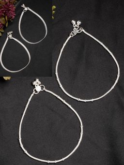 NVR - Womens Pair of 2 Silver-Plated Anklets