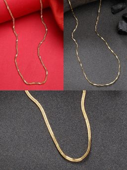 NVR - Womens Pack of 3 Gold-Plated Minimal Chain