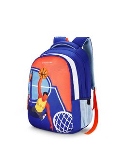 Nasher Miles - Blue Basketball Theme Backpack with 3 Compartment and Rain Cover