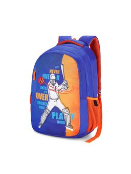 Nasher Miles - Blue Cricket Fever Theme Backpack with 3 Compartment and Rain Cover