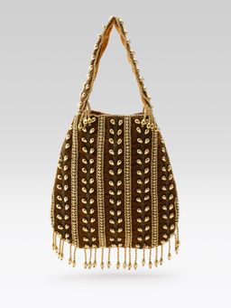 Fabbhue - Women's Brown Hand Embroidery Potli Bag