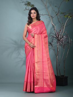 CHARUKRITI - Pink Woven Zari Brocade Saree with Unstitched Blouse