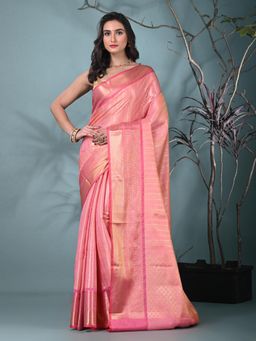 CHARUKRITI - Pink Woven Zari Brocade Saree with Unstitched Blouse