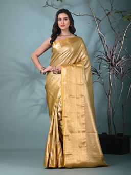 CHARUKRITI - Gold Woven Zari Tissue Saree with Unstitched Blouse