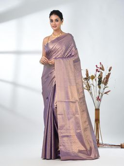 CHARUKRITI - Lavender Woven Zari Tissue Saree with Unstitched Blouse