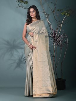 CHARUKRITI - Green Woven Zari Tissue Saree with Unstitched Blouse