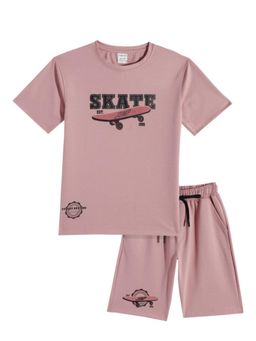 CAVIO - Boys Pink Printed T- Shirt with Shorts (Set of 2)