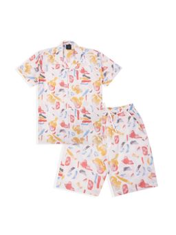 CAVIO - Boys White Graphic Shirt with Shorts (Set of 2)