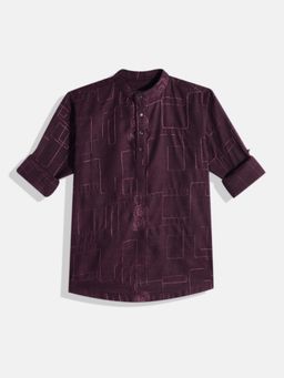 CHARCHIT - Boys Wine Embroidered Shirt