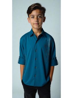 CHARCHIT - Boys Blue Embellished Shirt