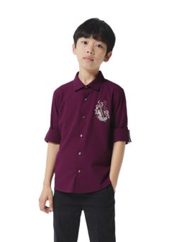 CHARCHIT - Boys Wine Printed Shirt