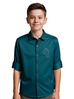 CHARCHIT - Boys Green Embroidered Shirt