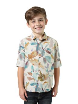 CHARCHIT - CAVIO Boys Cream Floral Shirt