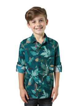 CHARCHIT - CAVIO Boys Green Floral Shirt
