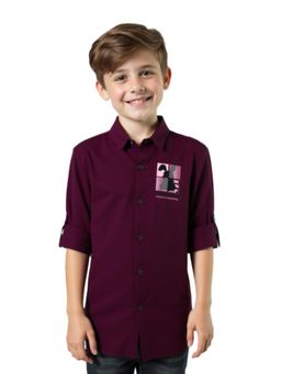 CHARCHIT - CAVIO Boys Wine Printed Shirt