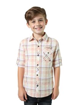 CHARCHIT - CAVIO Boys Peach Checks Shirt