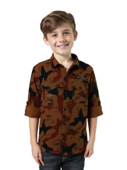 CHARCHIT - CAVIO Boys Brown Printed Shirt