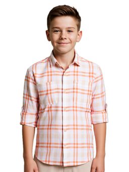 CHARCHIT - CAVIO Boys Orange Checks Shirt