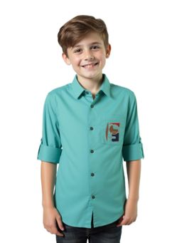 CHARCHIT - CAVIO Boys Turquoise Printed Shirt
