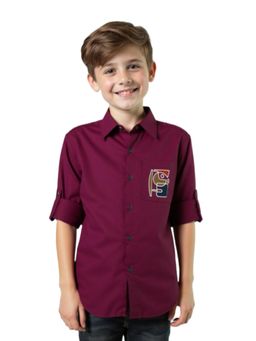 CHARCHIT - CAVIO Boys Wine Printed Shirt