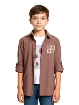 CHARCHIT - Boys Brown Graphic Shirt