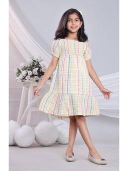 Misbis - Girls Multi-Color Checks Knee Length Dress