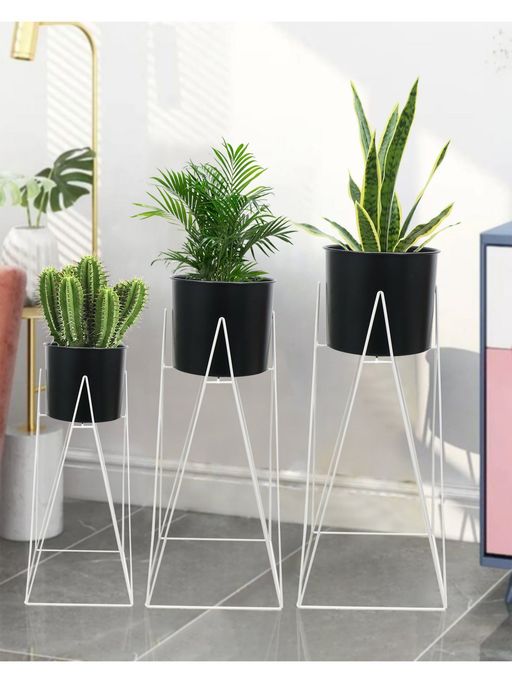 Homesake Metal Planters Indoor 3 Pieces Diamond White