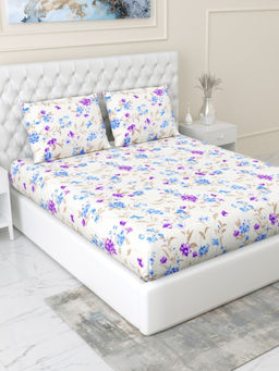 Haus & Kinder - White Nordic Haven Fitted Microfiber Bedsheet with 2 Pillow Covers (Double)