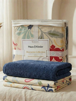 Haus & Kinder - Beige Moments Bedsheet and Bath Towel with 2 Pillow Covers (Double)