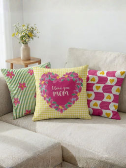 Haus & Kinder - Multi-Color Cotton Digital Printed Cushion Covers (Pack of 3)