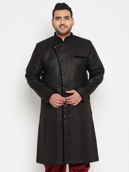 Vastramay - Men Black Silk Blend Sherwani Top