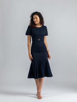 Torsha - Blue Royal Flow Dress with Belt