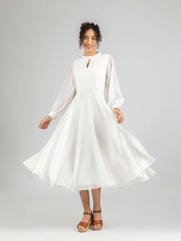 Torsha - White Crystal Flared Dress