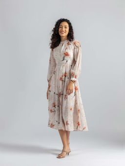 Torsha - Beige Enchantment Midi Dress