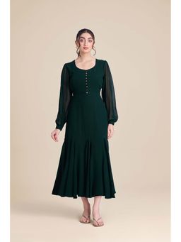 Torsha - Green Whisper Flared Dress