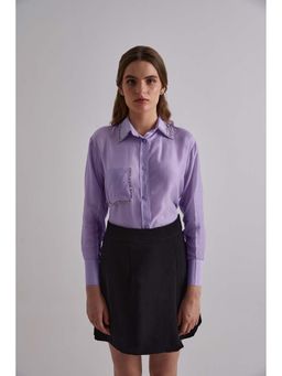 Torsha - Purple Prestige Cotton Silk Shirt for Women