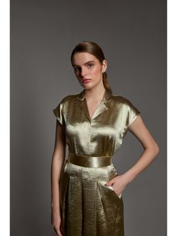 Torsha - Golden Polyester Hour Shirt for Women